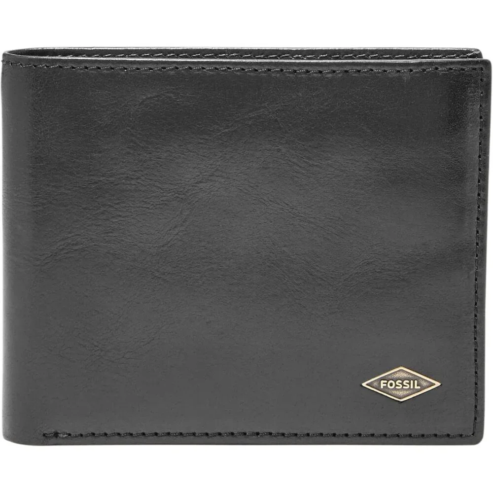 Fossil Men's Ryan Leather RFID-Blocking Bifold with Flip ID Wallet Black
